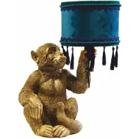 Casa Padrino Luxus Tischleuchte Affe Gold / Blau / Grün H. 50 cm - Luxus Leuchten
