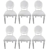 Casa Padrino Luxus Barock Esszimmer Set Medaillon Weiß 50 x 52 x H. 99 cm - 6 handgefertigte Esszimmerstühle - Barock Esszimmermöbel