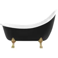 Casa Padrino Jugendstil Badewanne Schwarz / Weiß / Gold 180 cm - Freistehende Retro Stil Badewanne