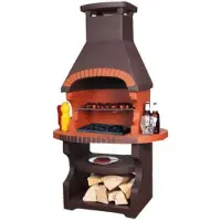 Casa Padrino Luxus Gartengrill Dunkelbraun / Orange 98 x 62 x H. 170 cm - Beton Grillkamin - Luxus Garten Accessoires