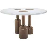 Demotex GmbH Luxus Esstisch Weiß / Bronze Ø 150 cm - Luxus Hotel & Restaurant Möbel