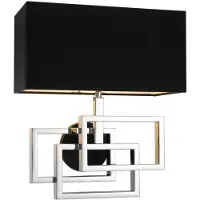 Casa Padrino Designer Wandleuchte in silber mit schwarzem Lampenschirm 35 x 18 x H. 38 cm - Luxus Wandlampe