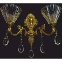 Casa Padrino Luxus Barock LED Kristall Doppel Wandleuchte Gold 43 x 23 x H. 39 cm - Barock Leuchten