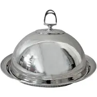 Casa Padrino Jugendstil Servierschale mit Deckel Silber Ø 30 x H. 19 cm - Rundes Messing Serviertablett - Gastronomie Accessoires - Restaurant Accessoires - Hotel Accessoires