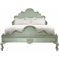Casa Padrino Luxus Barock Doppelbett Antik Mintgrün - Prunkvolles Massivholz Bett mit Kopfteil - Schlafzimmer Möbel im Barockstil