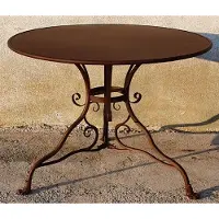 Casa Padrino Jugendstil Gartentisch Braun Ø 100 x H. 70 cm - Runder Schmiedeeisen Tisch - Garten & Terrassen Möbel