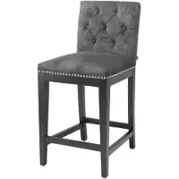 Casa Padrino Barstuhl Dunkelgrau / Schwarz 45,5 x 54 x H. 101 cm - Hotel Restaurant Club Möbel