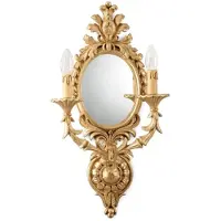 Casa Padrino Luxus Barock Doppel Wandleuchte mit Spiegel Gold 35 x 15 x H. 61 cm - Prunkvolle Wandlampe im Barockstil - Barock Leuchten - Luxus Qualität - Italy