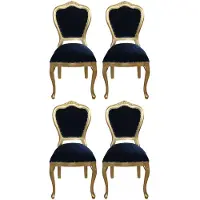 Casa Padrino Luxus Barock Esszimmer Set Royalblau / Gold 45 x 46 x H. 99 cm - 4 handgefertigte Esszimmerstühle - Barock Esszimmermöbel