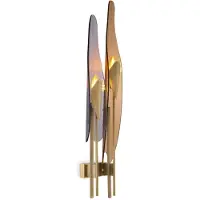 Casa Padrino Designer Wandleuchte Antik Messing / Bernsteinfarben / Grau 18,5 x 8 x H. 78 cm - Metall Wandlampe mit getönten Glas Lampenschirmen - Luxus Qualität