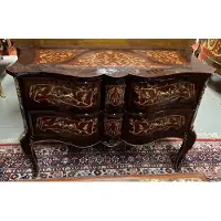 Casa Padrino Barock Kommode Dunkelbraun / Braun / Gold - Handgefertigte Antik Stil Massivholz Kommode mit 2 Schubladen - Barock Wohnzimmer Möbel