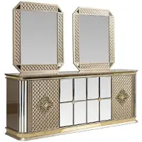 Casa Padrino Luxus Art Deco Möbel Set Beige / Gold - 1 Sideboard & 2 Spiegel - Edel & Prunkvoll