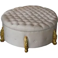 Casa Padrino riesiger Barock Rundhocker in Creme/Gold Durchmesser 107 cm - Luxus Hotel Möbel - Limited Edition