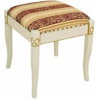 Casa Padrino Luxus Barock Hocker Bordeaurot / Creme / Weiß / Gold - Barock Möbel