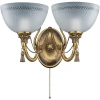 Casa Padrino Luxus Barock Kristall Doppel Wandleuchte Messing mit Patina / Weiß 41 cm