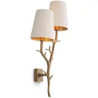 Casa Padrino Luxus Doppel Wandleuchte Vintage Messing / Creme 28 x 17 x H. 60 cm - Wohnzimmer Wandleuchte - Hotel Leuchten - Luxus Leuchten - Luxus Wandleuchten - Luxus Qualität