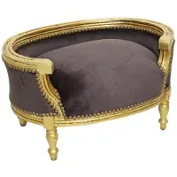 Casa Padrino Barock Hundebett & Katzenbett Braun / Antik Gold - Handgefertigtes Hunde & Katzen Sofa im Barockstil - Barock Hunde & Katzen Möbel - Barock Tiermöbel