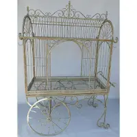 Casa Padrino Jugendstil Blumenwagen Rustikal Grün 140 x 95 x H. 210 cm - Nostalgischer Pflanzenwagen - Rustikale Garten & Terrassen Deko Accessoires