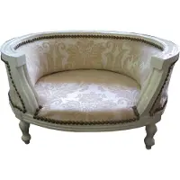 Casa Padrino Barock Hunde & Katzen Sofa Creme Muster / Altweiss - Hundesessel Sitz Hundebett Katzenbett Hund Katze Möbel