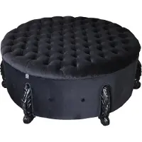 Casa Padrino riesiger Barock Rundhocker in Schwarz/Schwarz Durchmesser 107 cm - Luxus Hotel Möbel - Limited Edition