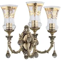 Casa Padrino Luxus Barock Kristall Wandleuchte Messing mit Patina / Gold 43 x H. 37 cm