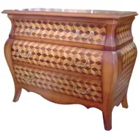 Casa Padrino Barock Kommode aus massivem Buchenholz Mahagoni Braun mit Rautenmuster und messingfarbenen Metallgriffen 122 cm
