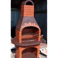 Casa Padrino Luxus Beton Gartengrill Orange / Braun 110 x 68 x H. 197 cm