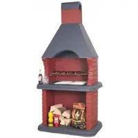 Casa Padrino Luxus Beton Gartengrill Rot / Grau 108 x 74 x H. 232 cm