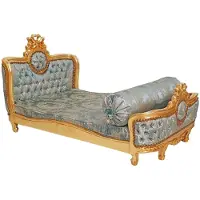 Casa Padrino Barock Hundebett Grün Muster / Antik Gold - Handgefertigtes Antik Stil Hundebett - Prunkvolle Hunde Möbel im Barockstil - Antik Stil Tiermöbel - Barock Tiermöbel