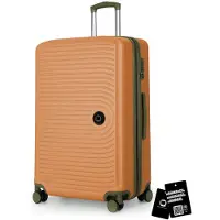 Hauptstadtkoffer - Großer Koffer + digitaler Kofferanhänger, Reisekoffer XL Erweiterung, Hardcase Rollkoffer 4 Rollen Aufgabegepäck 130L TSA-Schloss,Marille