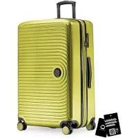 Hauptstadtkoffer - Großer Koffer + digitaler Kofferanhänger, Reisekoffer XL Erweiterung, Hardcase Rollkoffer 4 Rollen Aufgabegepäck 130L TSA-Schloss,Farn