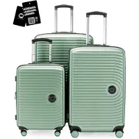 Hauptstadtkoffer MITTE - Gepäck-Set 3 Koffergrößen + digitaler Namensschild Gepäckanhänger, Reisetrolleys mit XL Erweiterung Kofferset Aufgabegepäck ,Mint