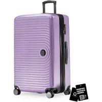 Hauptstadtkoffer - Großer Koffer + digitaler Kofferanhänger, Reisekoffer XL Erweiterung, Hardcase Rollkoffer 4 Rollen Aufgabegepäck 130L TSA-Schloss,Flieder