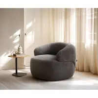 DELIFE Loungesessel Nova 88x88 cm Bouclé Soft Schlamm
