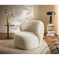 DELIFE Loungesessel Pulo 80x80 cm Plüsch Creme-Weiß
