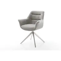 DELIFE Drehstuhl Kaira-Flex Strukturstoff Soft Grau Kreuzgestell breit Edelstahl 360° drehbar Wippfunktion