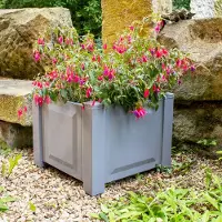 NYVI Pflanzkasten NYVIGreen 43x43x41 cm 44 Liter - Pflanzkübel aus wetterfestem & recyceltem Kunststoff, Farbe:Grau