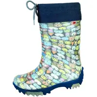 Bockstiegel Kinder Gummistiefel Leon Transparent mit Innenstrumpf mit Tierköpfen-Print - Regenstiefel für Mädchen und Jungen in Transparent-Multi Größe 22-23