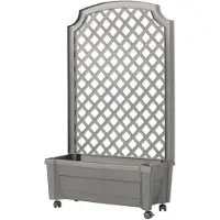 NYVI Pflanzkasten NYVIGreen 79x35x134 cm 42 Liter mit Bewässerungssystem & Spalier - Pflanzkübel aus wetterfestem & recyceltem Kunststoff, Farbe:Grau