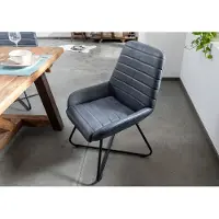 MASSIVMOEBEL24.DE MASSIVMOEBEL24 Stuhl Echtleder 59x68x93 blau IRON LABEL #15