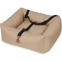 NYVI Hunde Autositz NYVIPet Julian 56x51 cm Cappuccino - Wasserabweisend, mit Leine & Autogurtführung - Hundesitz Autositz für Hunde Für Kleine Hunde - Höchster Liegekomfort,