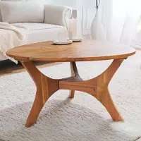 LEBENSwohnART Design Couchtisch BELLEZA 70cm Akazie Brown Nierentisch