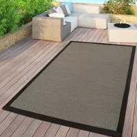 TT Home Flachgewebter In- & Outdoor Teppich Einfarbig Uni Natürlicher Look Braun Modern Größe 80x150 cm