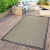 TT Home Flachgewebter In- & Outdoor Teppich Einfarbig Uni Natürlicher Look Creme Modern Größe 120x170 cm