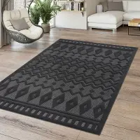 TT Home In-& Outdoor Teppich Wetterfest Balkon Küche Wohnzimmerteppich Boho Design 3D Design Skandi Modern Unifarben Größe 120 cm Rund
