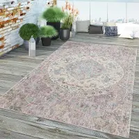 TT Home In- & Outdoor-Teppich, Kurzflor Für Balkon Terrasse, Orient-Muster In Rosa Größe 60x100 cm