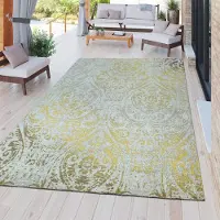 TT Home Moderner Outdoor Teppich Wetterfest für Innen & Außenbereich Barock Design In Gelb Größe 160x220 cm