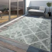 TT Home In-& Outdoor Teppich Wetterfest Wohnzimmer Schlafzimmer Balkon Ethno Skandi Geometrisches Design Größe 60x100 cm