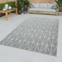 TT Home Kurzflor In- & Outdoor Teppich 3D Effekt Geometrisch Abstraktes Muster Grau Größe 120x170 cm