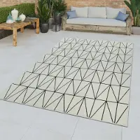 TT Home Kurzflor In- & Outdoor Teppich 3D Effekt Geometrisch Abstraktes Muster Weiß Größe 80x150 cm